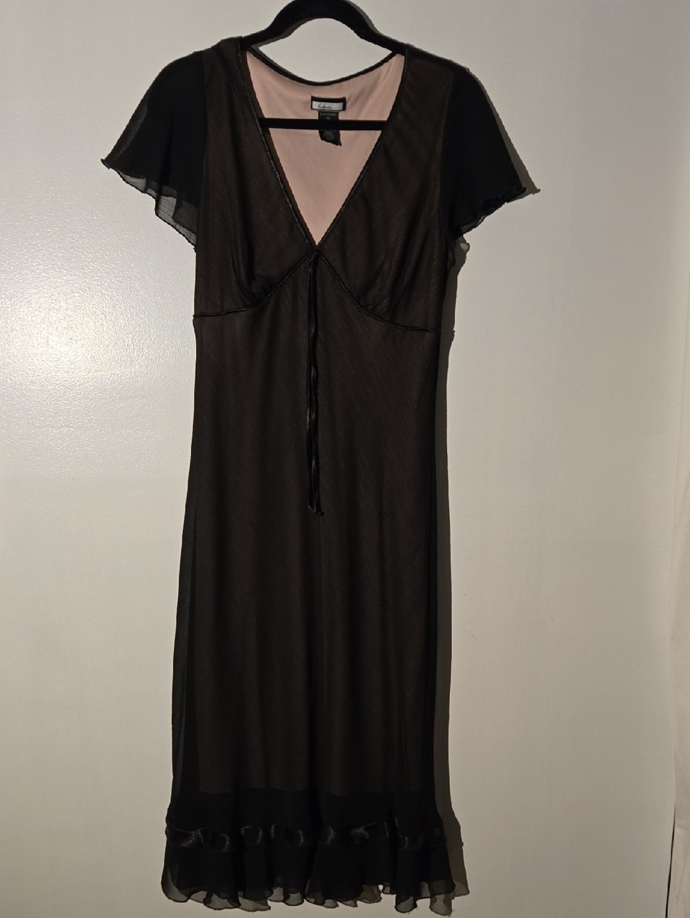 Vintage Believe Sheer Black Midi Sheer Whimsigoth Fairy Grunge Dress Size 12